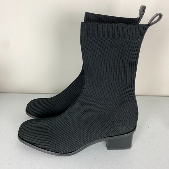 Everlane Shoes - NWOB Everlane The High Ankle Glove Knit Heeled Square Toe Pull On Boots Black